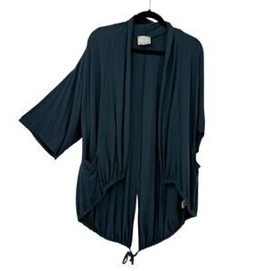 Chalet Et Ceci Small Open Kimono Cardigan Jewel Teal Short Sleeve Hi Low Hem